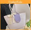 Elegant Woven Tote Bag Trendy Bucket Shape Handbag For Beach Or Vacation Use