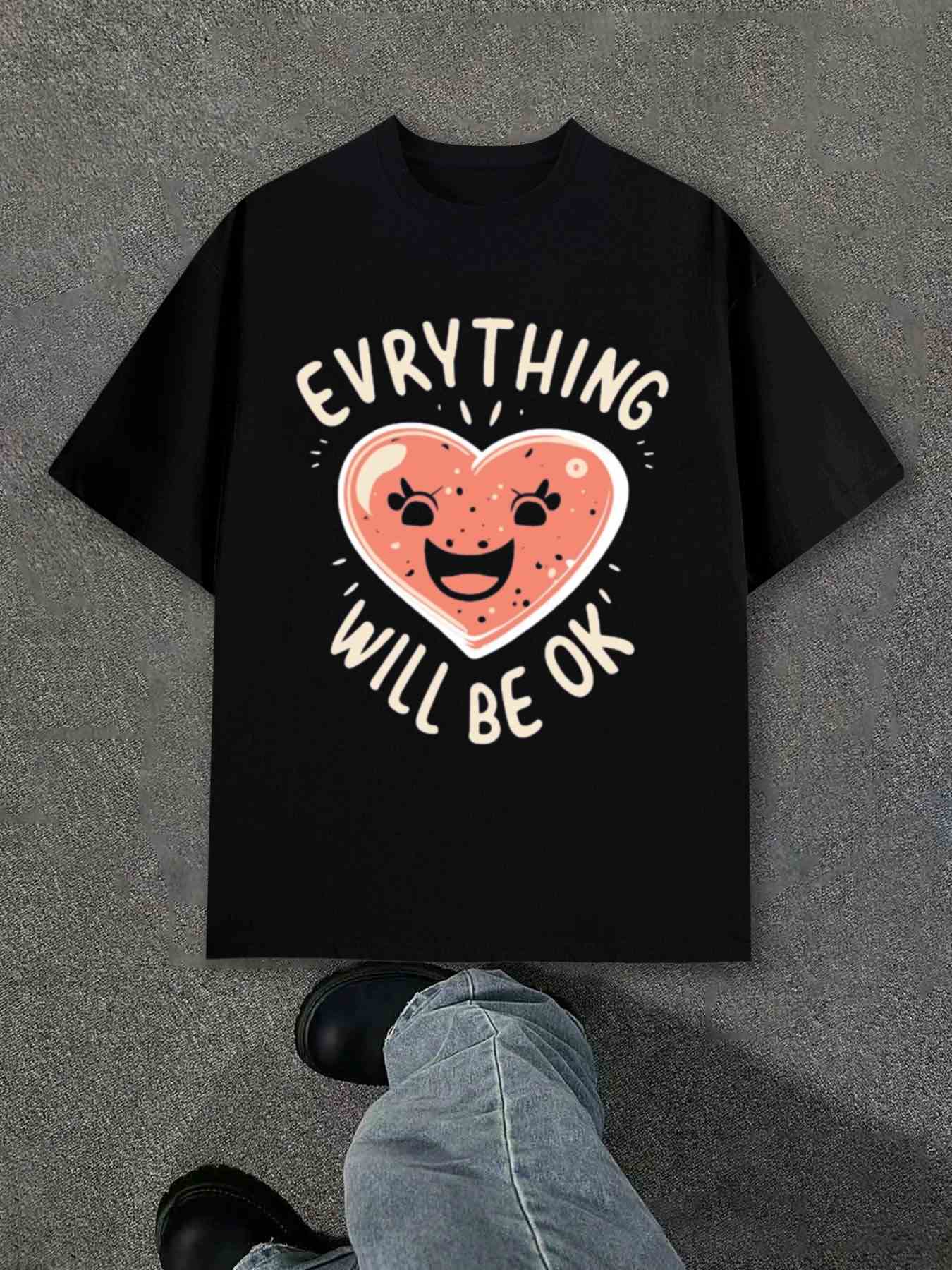 T-Shirt Y2K Everything Will Be Ok Black 4XL