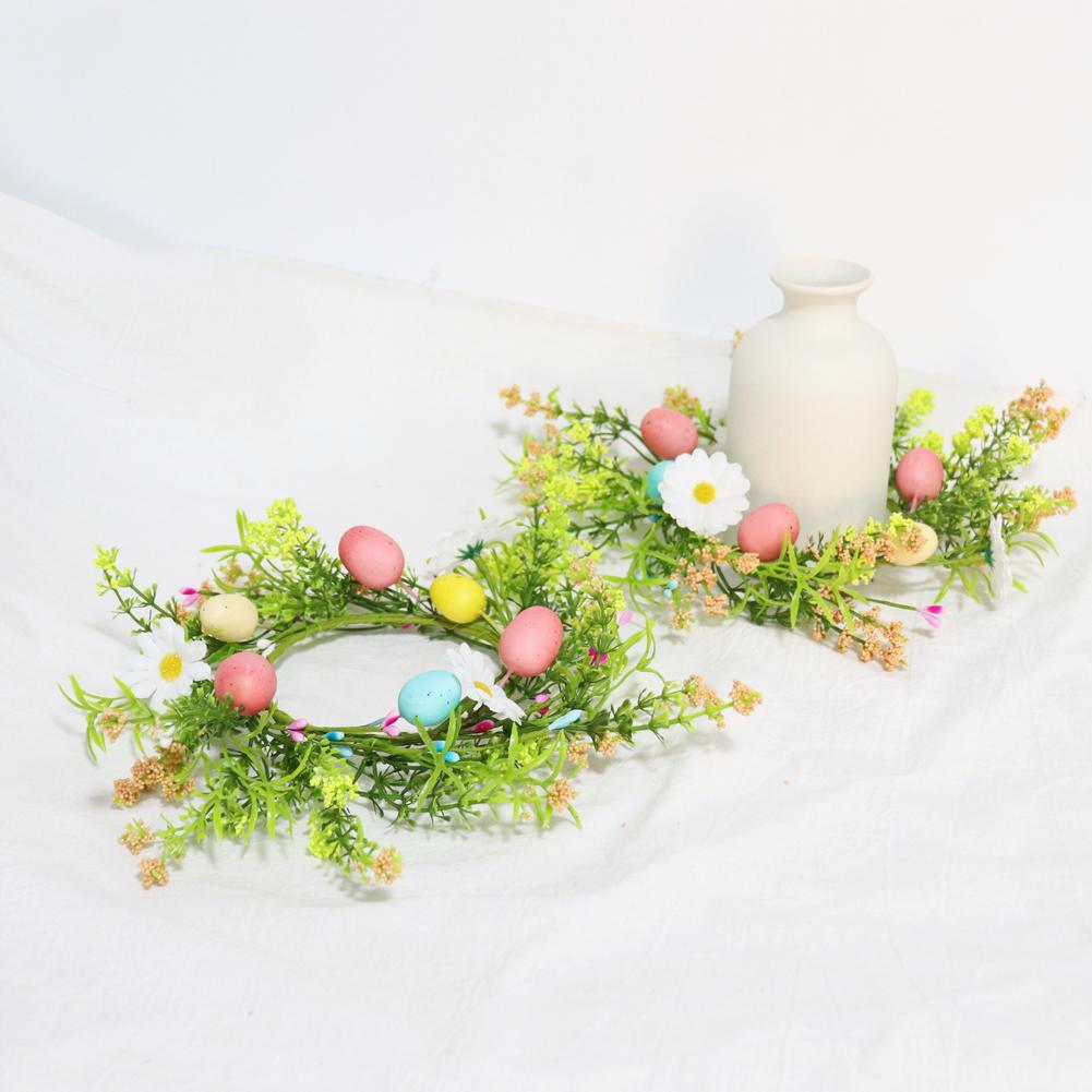 Cute Easter Bunny Wreath Exquisite Rabbit Hole Garland Ornament Home Decoration Artificial Easter Eggs Ornament Garland