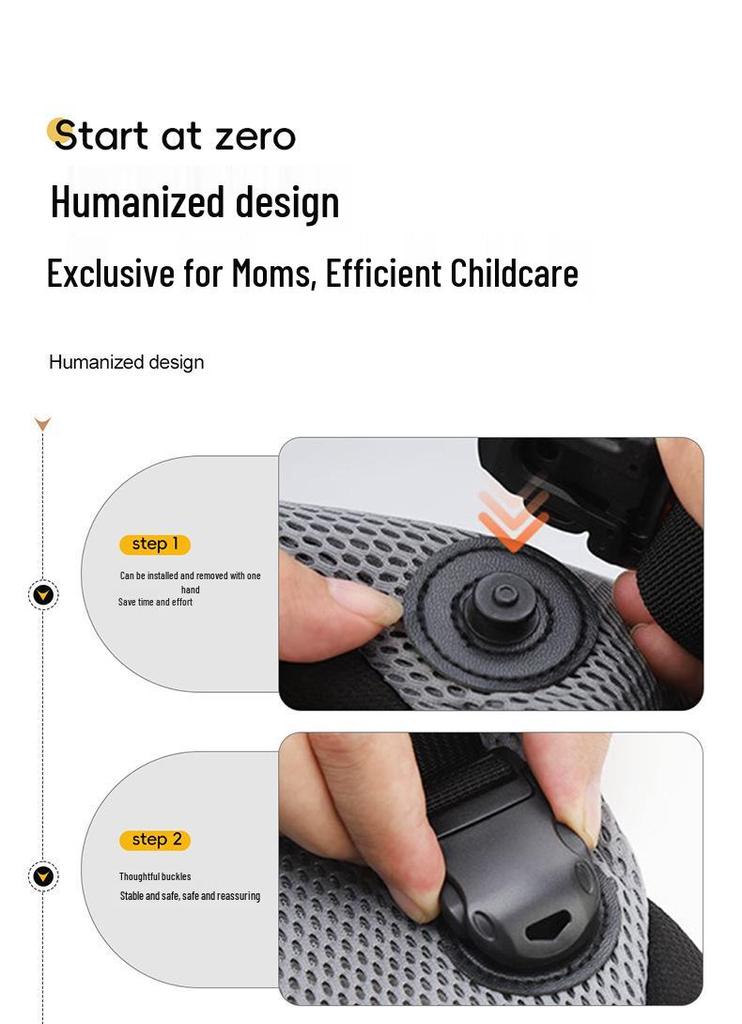 Infant Pure Cotton Double Shoulder Baby Carrier with Hip Seat, Spine Protection, and Front Carrying.