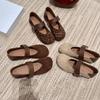 Round head buckle year word daily Mary Jane shoes single shoes fashion casual comfortable soft leather lightweight