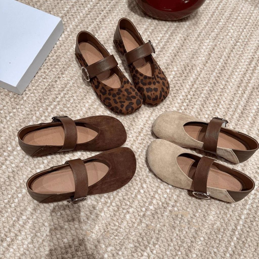 Round head buckle year word daily Mary Jane shoes single shoes fashion casual comfortable soft leather lightweight