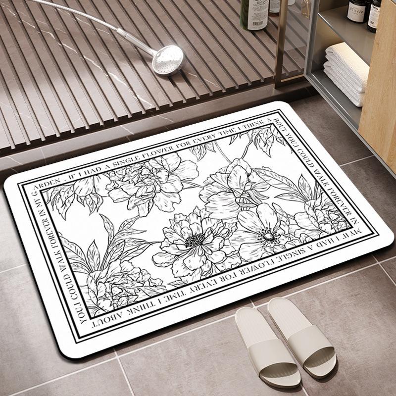 Chinese Style Flowers Plants Carpet Living Room Sofa Bedroom Study Bathroom Kitchen Entrance Door Mat Non-slip Home Decor Rug