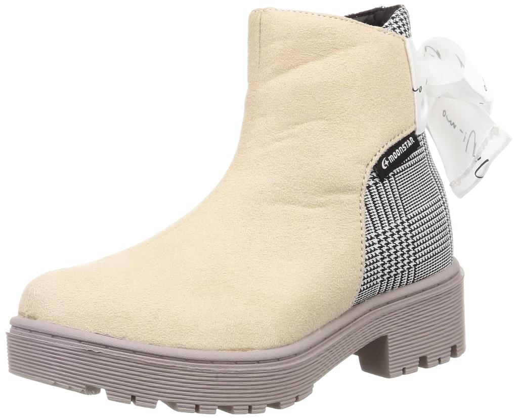 Moonstar Platform Short Sizes NM Size 2E Boots, Sole, Length, Zippered, 19-24.5cm, Girls' J073, Ivory, 22.0cm,