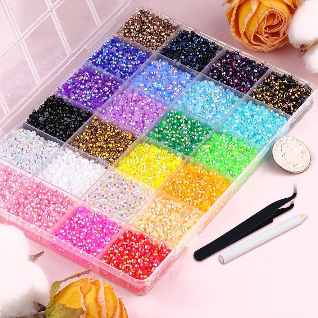 Resin Jelly Rhinestones Kit Round Flatback Non Hotfix Glitter Crystal Gem For DIY Clothes Nails Art Decorative Accessories