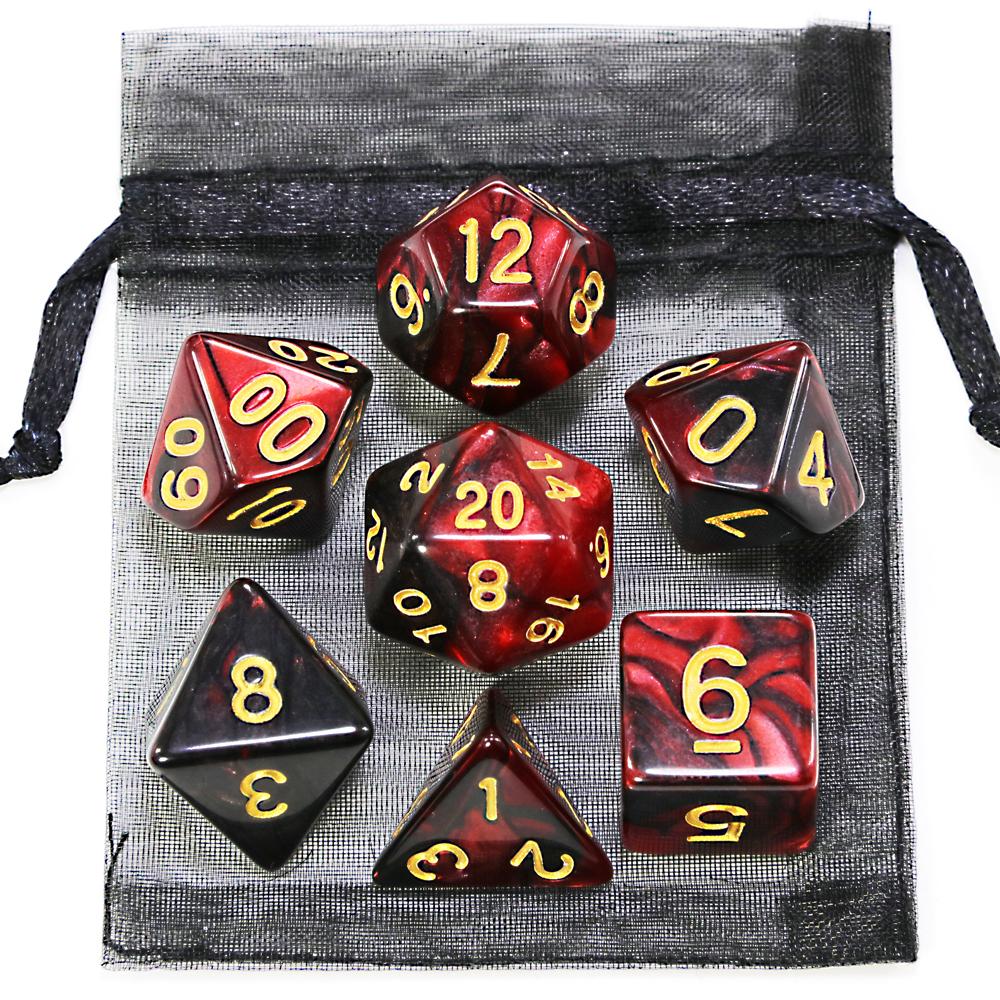 Würfel DND Spielwürfel Rollenwürfel Farbmischwürfel Würfelset mit Tasche 9 verschiedene Stile erhältlich für tragbares Spielzeug DND RPG TRPG Spiele
