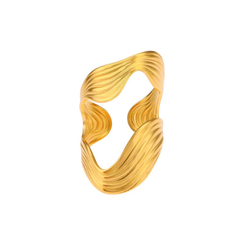 Adjustable Irregular Titanium Steel Gold-Plated Ring Set