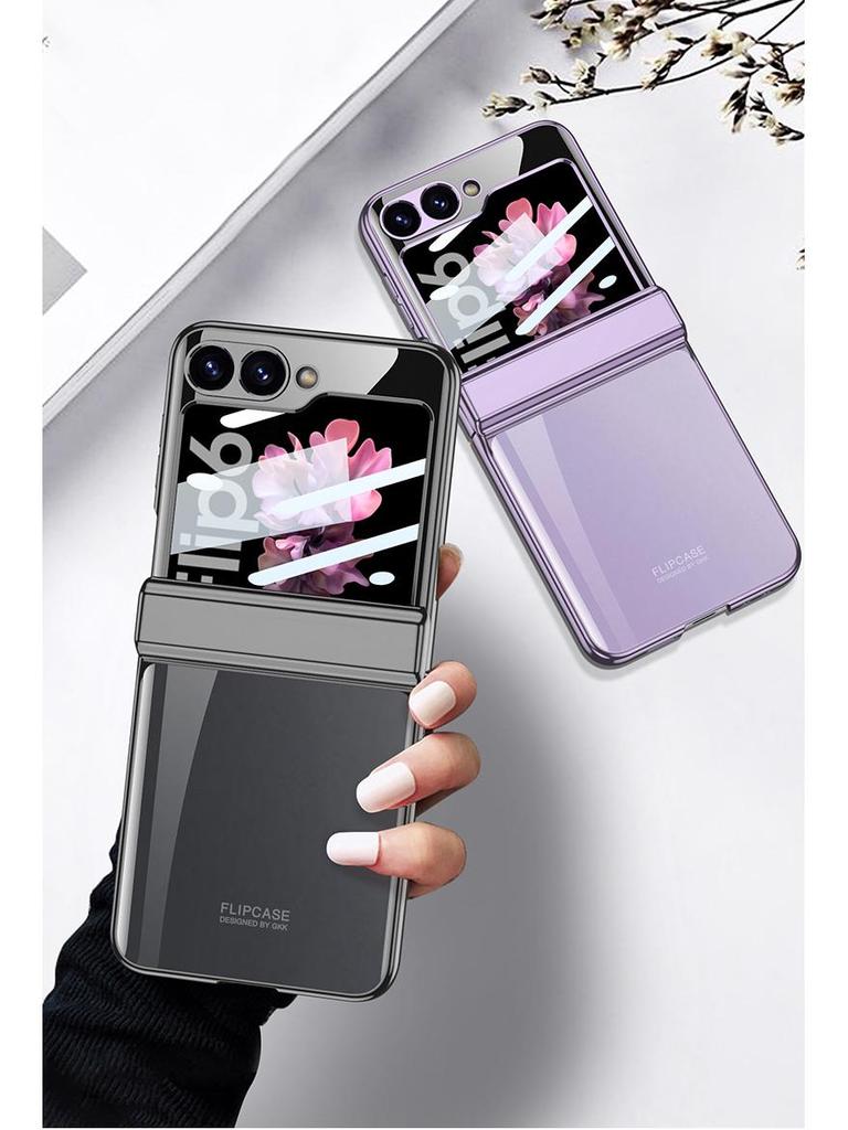 Samsung Z Flip6 Full Wrap Transparent Electroplated Magnetic Hinge Case