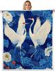 GUOYU Blanket Boys Girls Japanese Style Plush Blanket for Bed Sofa Couch Japanese Ukiyoe Sherpa Blanket Cherry Blossoms Fleece Throw Blanket