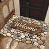1pc, 2D Flat Printing, Vintage Pebble Welcome Entrance Door Mat, Non-Slip Machine Washable Easy Clean Polyester Carpet, Suitable for Home And Outdoor