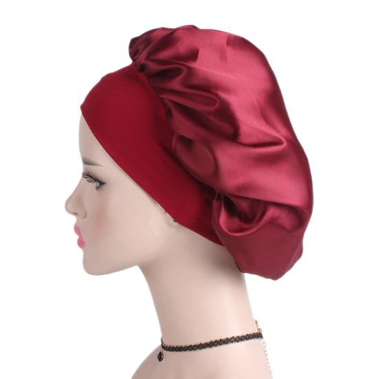 Hair Care Women Wide Band Elastic Satin Bonnet Cap Night Sleep Hat Head Wrap