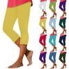 Damen Einfarbige Slim Fit Capri-Leggings Dehnbar Mittelhoch Lässige Cropped Hosen für den Alltag