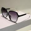 Classic retro leopard print hollow oval large frame sunglasses elegant temperament plain photo thin sunglasses