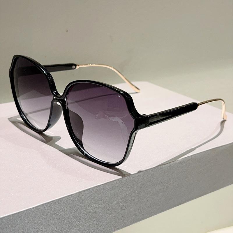 Classic retro leopard print hollow oval large frame sunglasses elegant temperament plain photo thin sunglasses