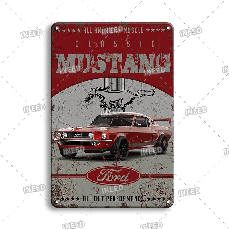 

Ретро Ford Mustang металлический жестяной знак винтажный автомобиль бренд настенные наклейки гараж украшение Man Cave House настенный знак 8x12 дюймов 20x30cm