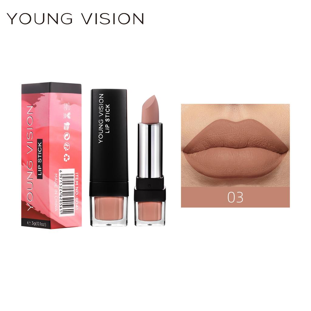 YOUNG VISION Mute and dry 12 color single lipstick Velvet non-stick cup lip balm