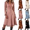 Vestido-camisa feminino western de manga comprida com decote em V e corte justo