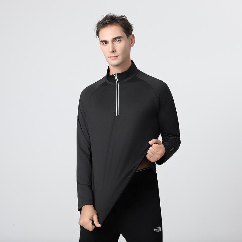 

Mens Lightweight Ice Silk Long Sleeve Half Zip Sports Shirt Stand Collar Fishing Running Gym Quick Dry Top 3XL