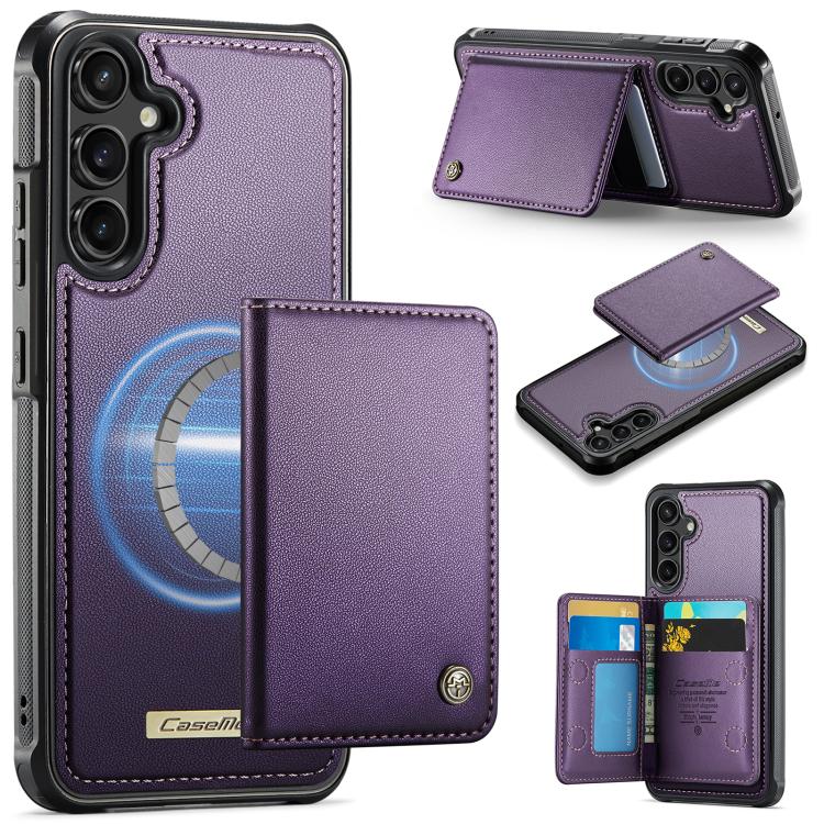 CaseMe Me80 Magnetic RFID Wallet Phone Case For Samsung Galaxy S24 FE 5G, Detachable Multi Card Slot Kickstand Anti-Theft Cover
