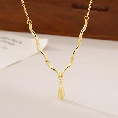 Water Drop Necklace Women's Light Luxury Ins Simple Dress Neck Chain Fresh and Elegant Design Versatile Niche Sweater Chain