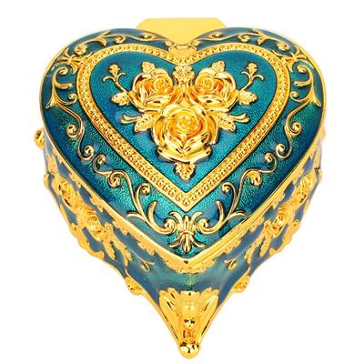 Heart Shaped Jewelry Box Soft Velvet Lining Ladies Girls Vintage Trinket Storage Box for Earrings
