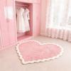 VIKAMA Pink Heart Plush Carpet, Decorative for Girls' Rooms, Bedroom, Cloakroom, Soft and Non-slip Floor Mat, Home Decoration