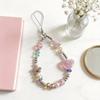 Pvc Pink Heart Bear Crystal Phone Strap With Butterfly Heart Pendant For Girls