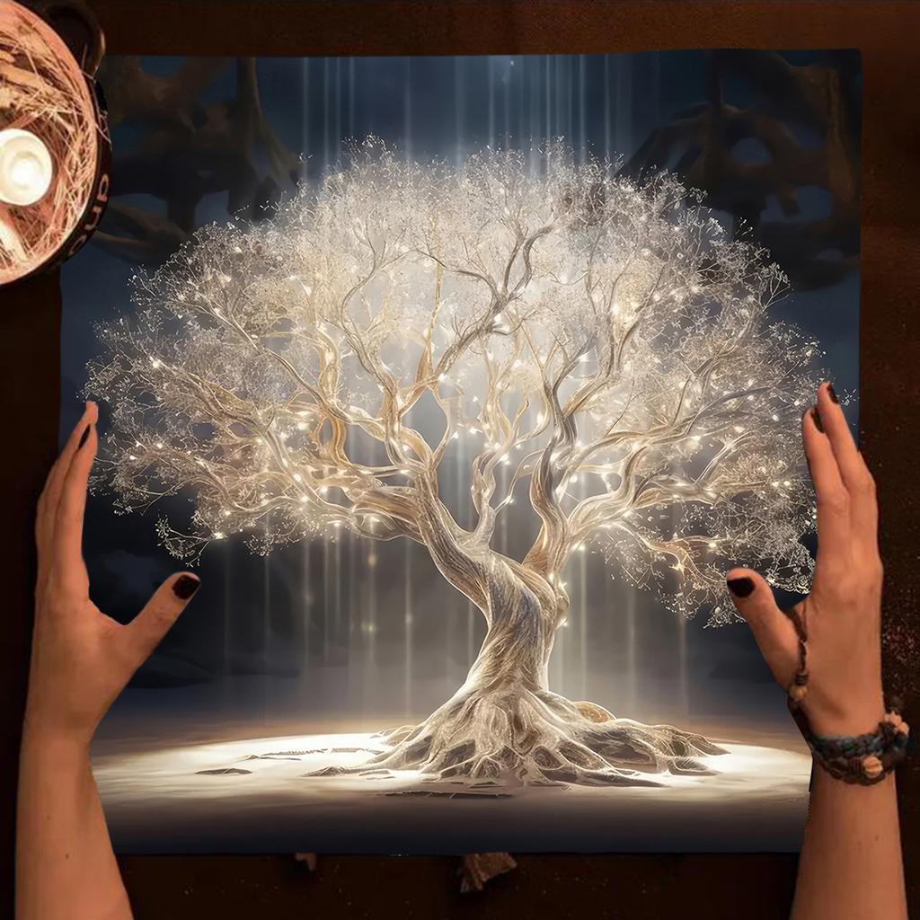 Lebensbaum Tarotkarte Tischdecke Mondphase Pflanzen Tischdecke für Tarot Hexe Wicca Altar Tuch Divination Tuch Kartenunterlage