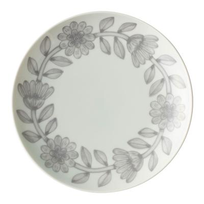 NISHIYAMA Daisy Plate (Gray / 18cm / 1 Piece / Floral Pattern) Hasami Ware, Made In Japan (Microwave/Dishwasher Safe) Cake Plate/Side Plate
