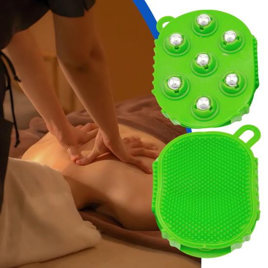Doppelseitige Lymphmassagebürste 360 Grad rotierende Stahlkugel Körpermassagegerät für Peeling und Muskelentspannung Tragbar Handheld Lymphdrainage