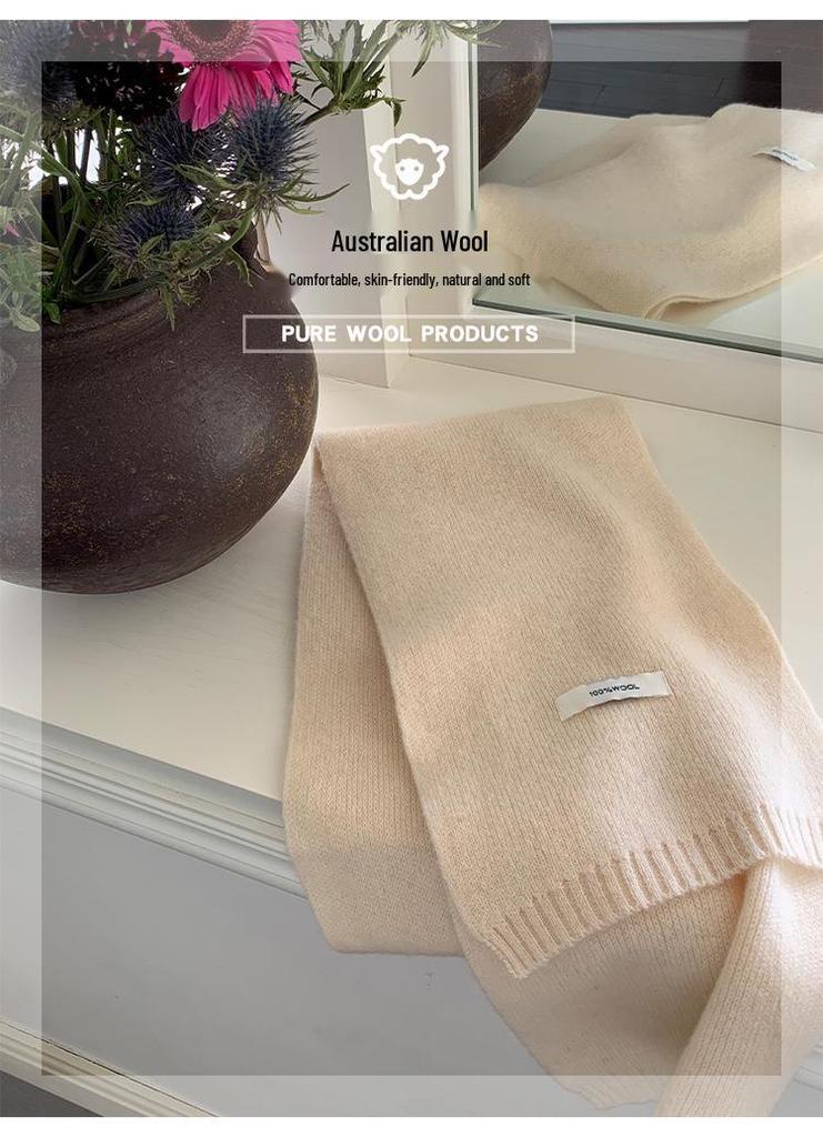 Unisex Solid Color Australian Wool Scarf: Warm, Versatile Knitted Neck Warmer