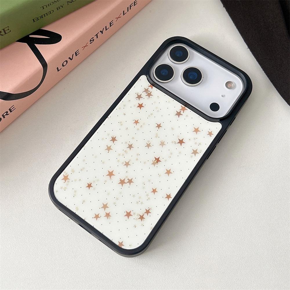 

Fresh Green Plaid Star iPhone 15 Case, Compatible with 13/14 Pro Max, Black Edge iPhone 17 Pro Max білий