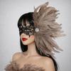 Feather Side Headpiece with Lace Eye Mask for Carnival Parade Masquerade Ball Mardi Gras Party Samba Dance Costume Outfit