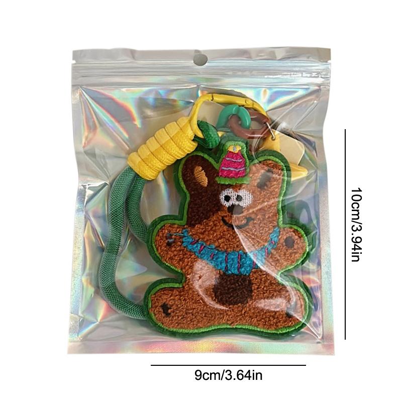 Cute Cartoon Embroidery Animal Felt Keychain Soft Plush Keyring Stuffed Key Holder Lovely Backpack Pendant Bag Charm Couple Gift