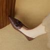 Fashion New Spring Genuine Leather Women Shoes French Retro Pointed Toe Women Pumps Bow Loafers Shoes for Women Low Heel Ladies Shoes