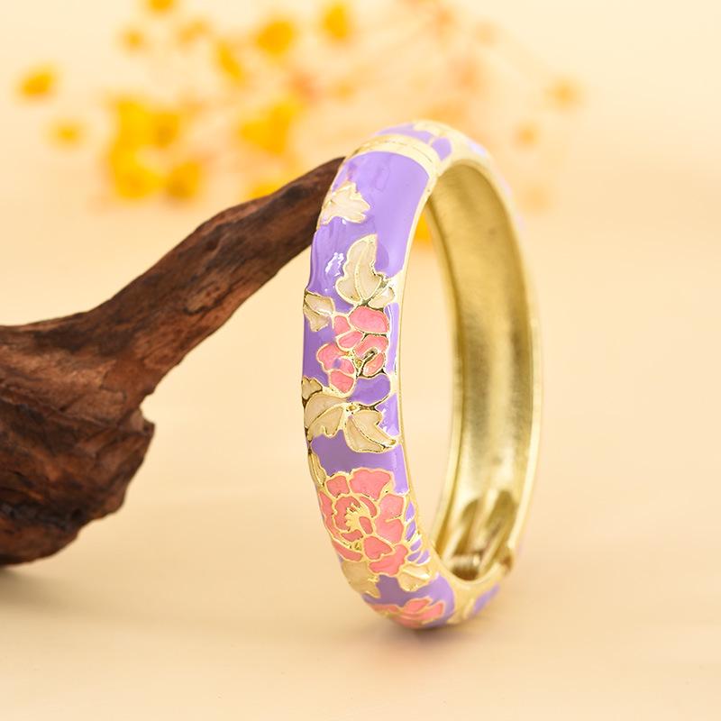 Cloisonné Pfingstrosenblüte Mode Armband - Perfektes Souvenir Geschenk für Freundin oder Mama