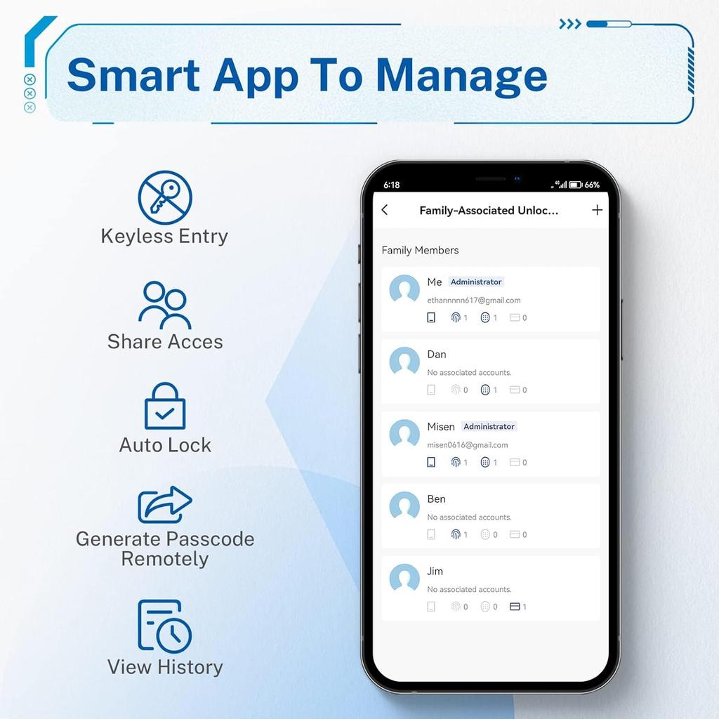 Keypad Smart Door Lock with Handle: Kucacci Keyless Entry Fingerprint Lock - Digital Code Handle with Keypad - Electronic Smart Knob for Front Door -