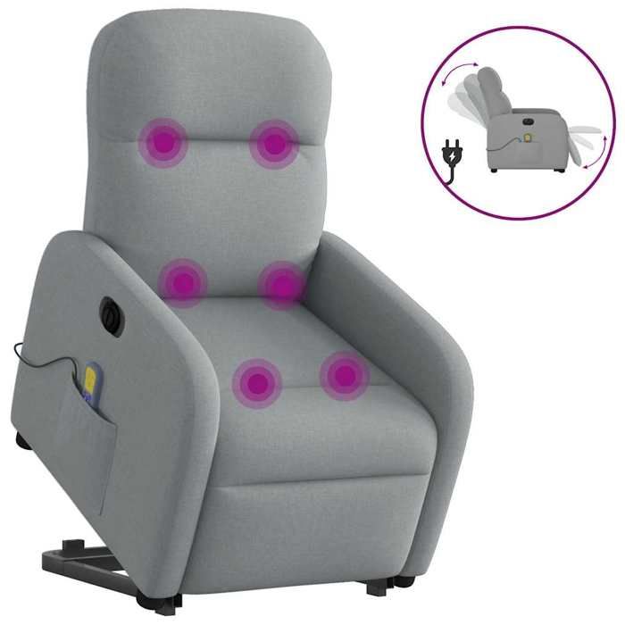 VidaXL Fauteuil inclinable de massage électrique Gris clair Tissu 3303002