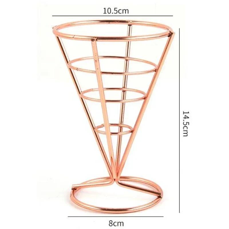 Stainless Steel French Fries Stand Snacks Display Rack Pizza Cone Holder Rack Fries Baskets Sauce Salad Dipping Cup Kitchen Tool
