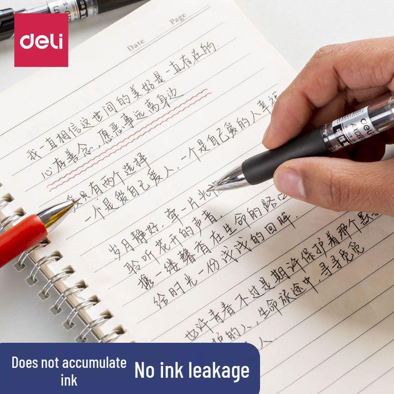 Black/Blue/Red Deli S01 Click Ballpoint Pen - 0.5mm for Students