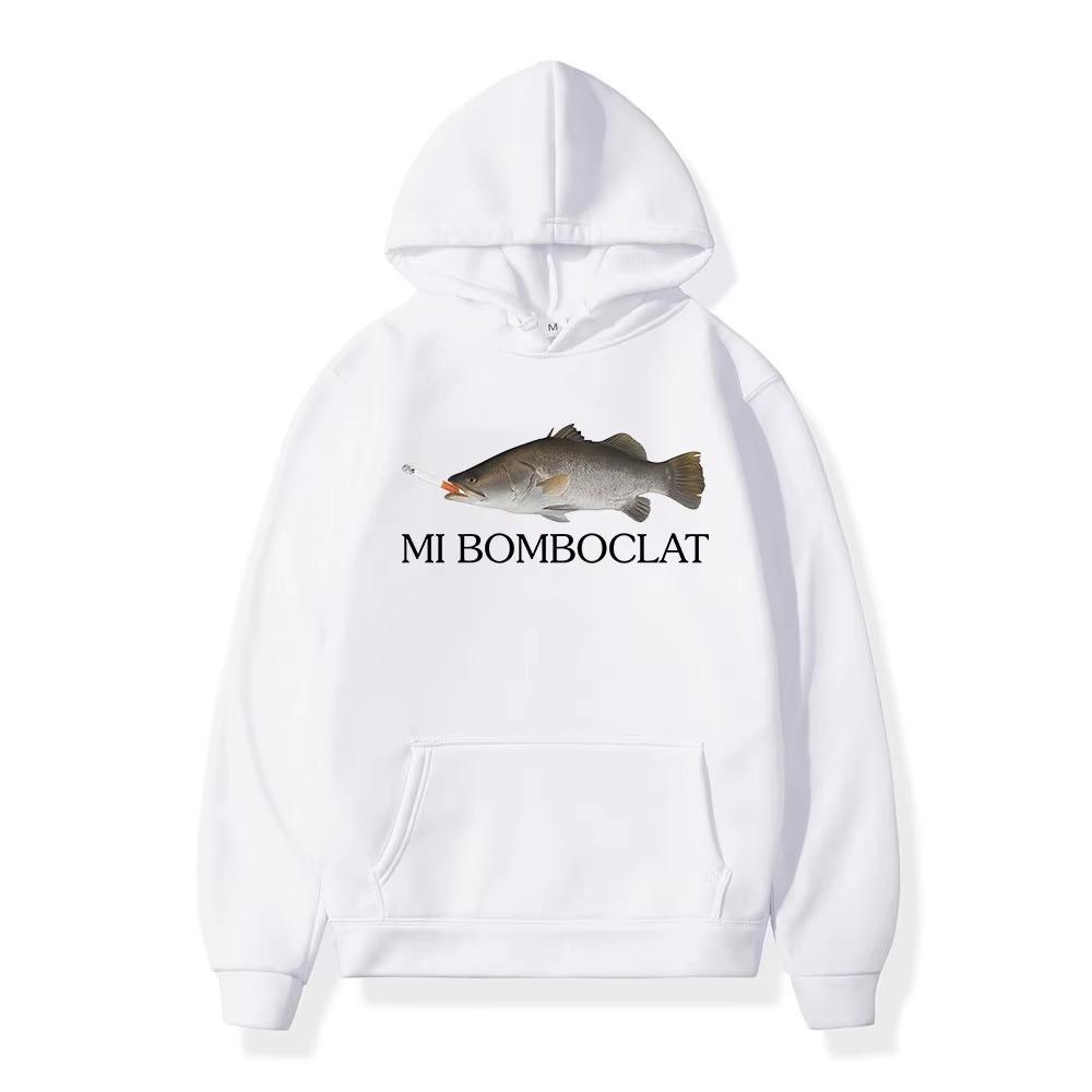 Funny Bomboclat Fish Smoking Meme Hoodies Men Women Clothing Pullovers Fashion Hip Hop Oversized Hoodie Casual 2026 Comfortable Breathable