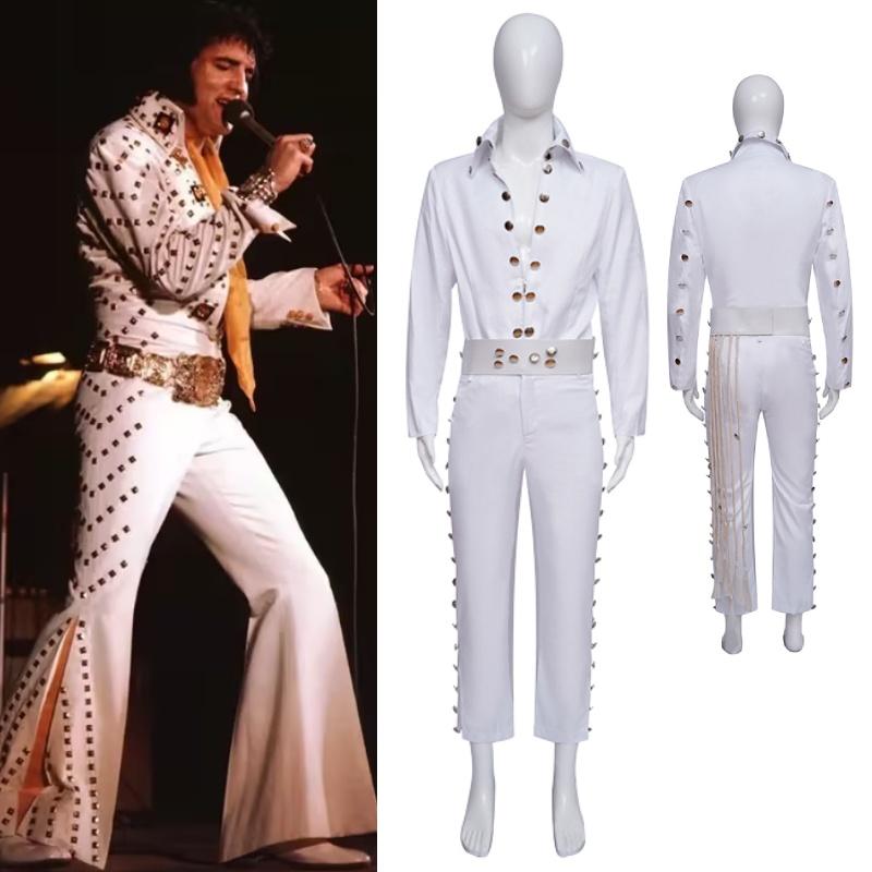 High-quality Polyester Fiber Cosplay Set Of White Cat King Elvis Presley