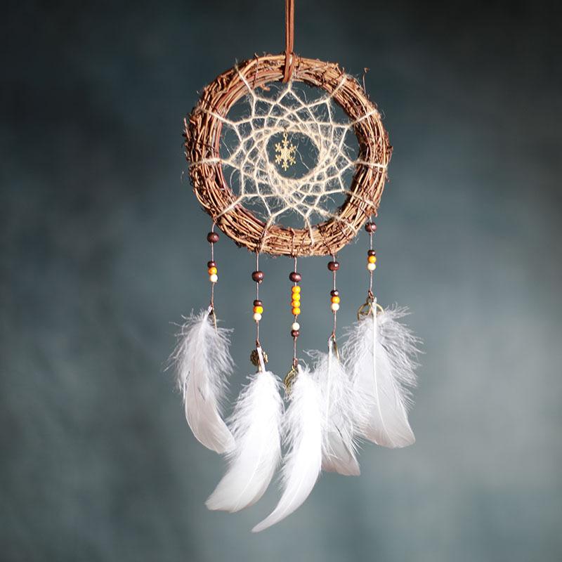 

1 шт. Подвесные украшения лесная ротанговая декорация ловец снов домашний кулон милый подходит для подарков на день рождения, подходит для гостиной спальни кабинета 15*45cm
