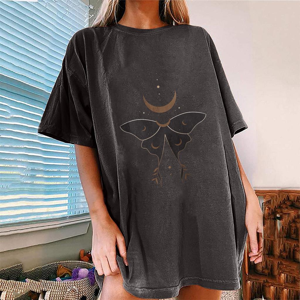 Women's Vintage Drop Sleeves Printed Pattern Casual Short Sleeve Tops Blouse