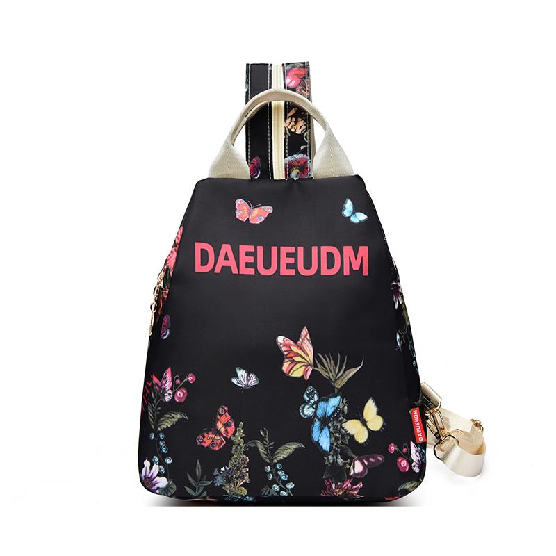 Women Butterfly Print Backpack Nylon Anti-theft Shoulder Bag Casual Daypack with Adjustable Strap Travel School Bags