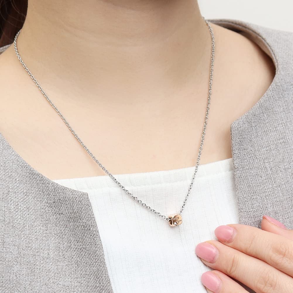 [Shinjuku Gin No Kura] Square Message Zirconia Surgical Stainless Steel Necklace, Normal, Women's Pendant, Hypoallergenic