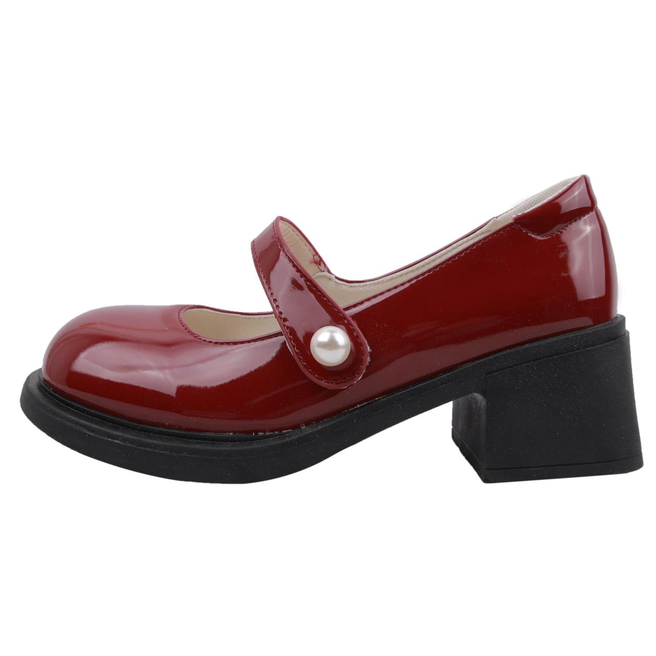 

Универсальные туфли в британском стиле из яркой кожи, маленькие кожаные туфли женские 2025 лето новая французская платформа толстый каблук туфли Мэри Джейн трендовые женские 37 красный