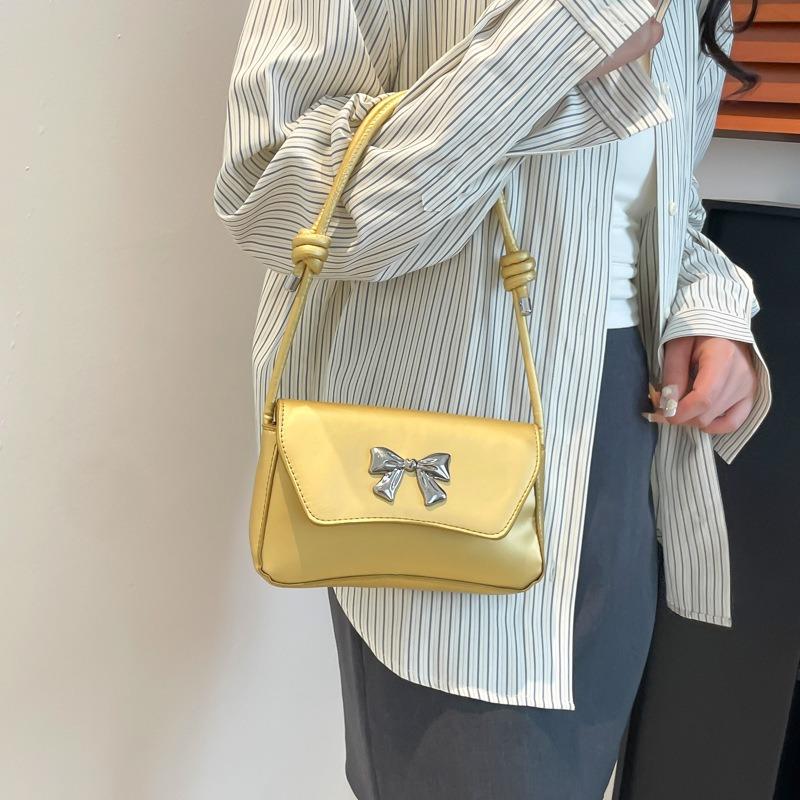 Solid color summer new simple fashion bow casual commuting armpit shoulder messenger bag bag women