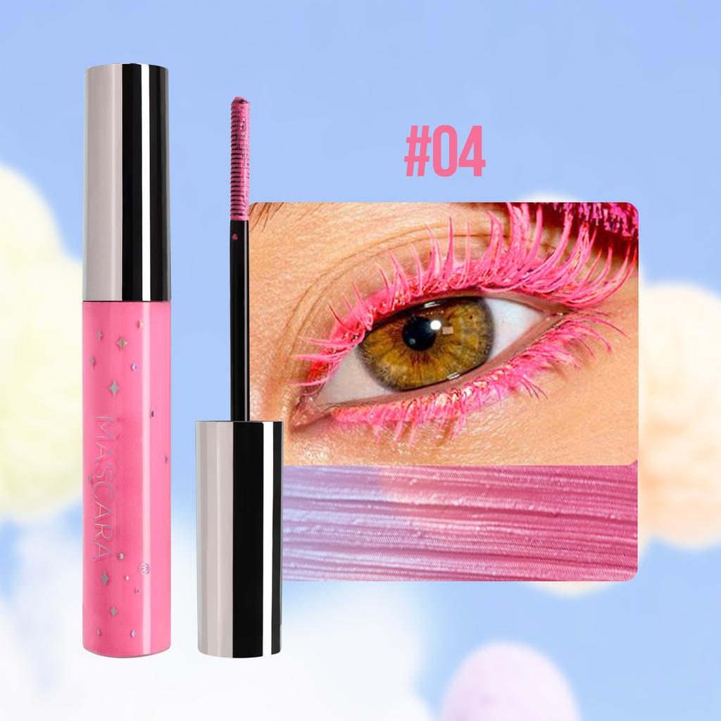Colorful Mascara with Pearlescent Fine Shimmering, Waterproof and Non-smudge Christmas Spiral Mascara Brush