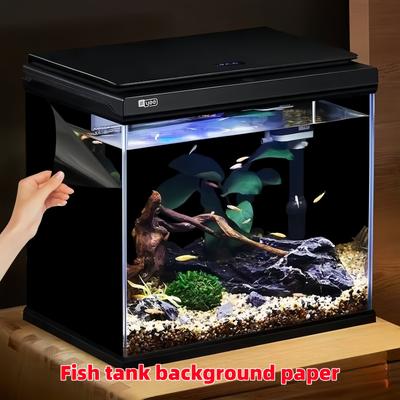 Papel Pintado de Fondo de Acuario Negro Póster de Acuario Decorativo Película de Privacidad para Ventana de Vidrio Película Adhesiva Negra Opaca para Ventana de Vidrio Barrera UV